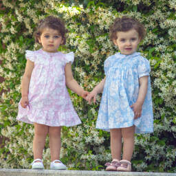 Piccola Speranza-فستان قطني أزرق مزهر للبنات | Childrensalon Outlet