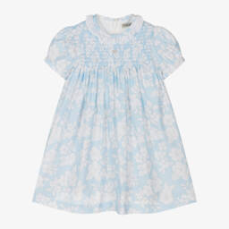 Piccola Speranza-فستان قطني أزرق مزهر للبنات | Childrensalon Outlet