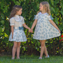 Piccola Speranza-Хлопковый топ с синим кантом для девочек | Childrensalon Outlet