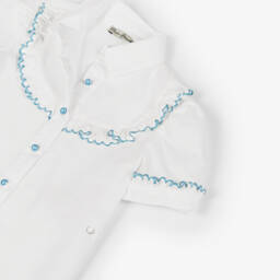 Piccola Speranza-Хлопковый топ с синим кантом для девочек | Childrensalon Outlet