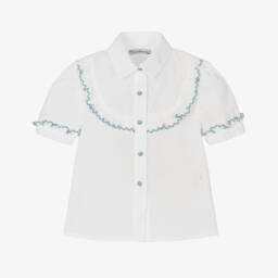 Piccola Speranza-Хлопковый топ с синим кантом для девочек | Childrensalon Outlet