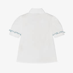 Piccola Speranza-Хлопковый топ с синим кантом для девочек | Childrensalon Outlet