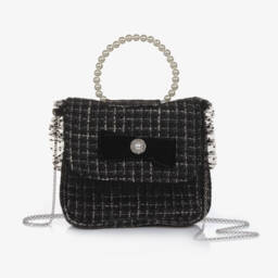 Piccola Speranza-Girls Elegant Black Tweed Purse | Childrensalon Outlet