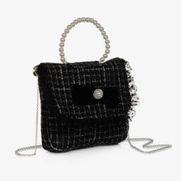 Piccola Speranza-Girls Elegant Black Tweed Purse | Childrensalon Outlet
