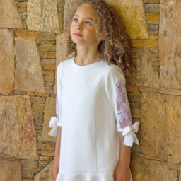 Piccola Speranza-Girls Elegant White Chiffon Dress | Childrensalon Outlet