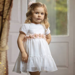 Piccola Speranza-Girls Glittery Floral Sash Dress | Childrensalon Outlet