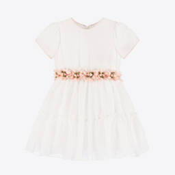 Piccola Speranza-Girls Glittery Floral Sash Dress | Childrensalon Outlet