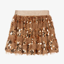 بيكولا سبيرانزا-تنورة مزينة بترتر لون ذهبي | Childrensalon Outlet