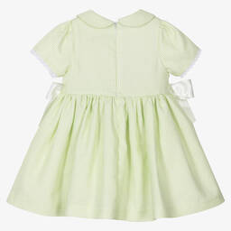 Piccola Speranza-Girls Green Cotton Patterned Dress | Childrensalon Outlet
