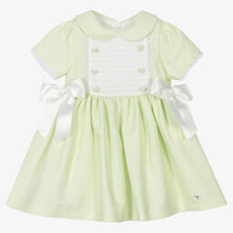 Piccola Speranza-Girls Green Cotton Patterned Dress | Childrensalon Outlet
