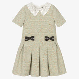 Piccola Speranza-Girls Green Tweed Dress | Childrensalon Outlet