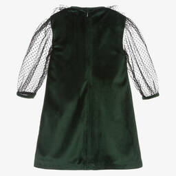 Piccola Speranza-Girls Green Velvet Dress | Childrensalon Outlet