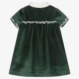 Piccola Speranza-فستان أطفال بناتي مخمل لون أخضر | Childrensalon Outlet