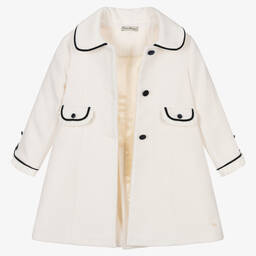 Piccola Speranza-Girls Ivory Collared Coat  | Childrensalon Outlet