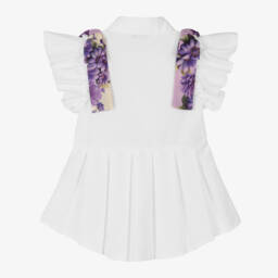 Piccola Speranza-Girls Ivory & Daisy Chiffon Bow Blouse | Childrensalon Outlet