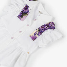 Piccola Speranza-Girls Ivory & Daisy Chiffon Bow Blouse | Childrensalon Outlet