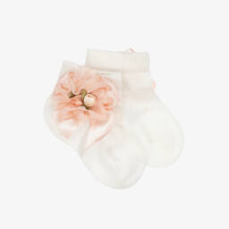 بيكولا سبيرانزا-جوارب عاجية مزينة بالورود للبنات | Childrensalon Outlet