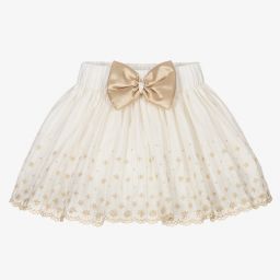 Piccola Speranza-Girls Ivory & Gold Skirt | Childrensalon Outlet