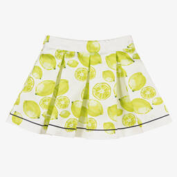 Piccola Speranza-Кремовая атласная юбка с зелеными лаймами | Childrensalon Outlet