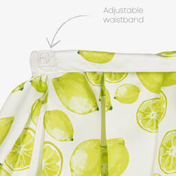 Piccola Speranza-Кремовая атласная юбка с зелеными лаймами | Childrensalon Outlet