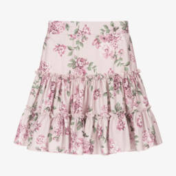 Piccola Speranza-Girls Lilac Floral Cotton Skirt | Childrensalon Outlet