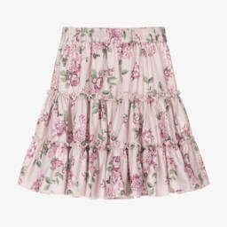 Piccola Speranza-Girls Lilac Floral Cotton Skirt | Childrensalon Outlet