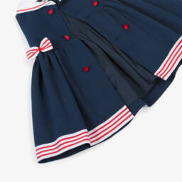 Piccola Speranza-Girls Nautical-Style Cotton Frock in Blue | Childrensalon Outlet