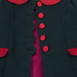 Piccola Speranza-Girls Navy Felt Coat & Bonnet Ensemble | Childrensalon Outlet