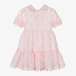 Piccola Speranza-Girls Pink Collared Polka Dot Dress | Childrensalon Outlet