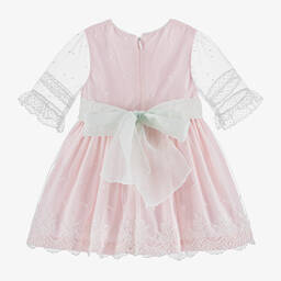 Piccola Speranza-Girls Pink Embroidered Tulle Dress | Childrensalon Outlet