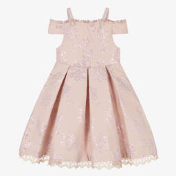 بيكولا سبيرانزا-فستان جاكارد لون زهري بطبعة ورود | Childrensalon Outlet