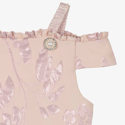 بيكولا سبيرانزا-فستان جاكارد لون زهري بطبعة ورود | Childrensalon Outlet