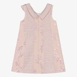 Piccola Speranza-Girls Pink Floral Jacquard & Tweed Dress | Childrensalon Outlet