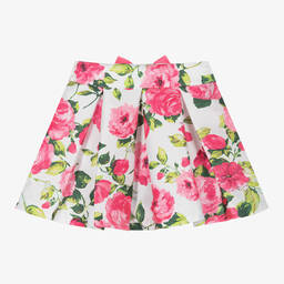 Piccola Speranza-Girls Pink Floral Satin Skirt | Childrensalon Outlet