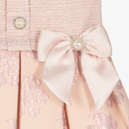 Piccola Speranza-Girls Pink Floral Tweed Dress | Childrensalon Outlet