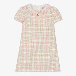 Piccola Speranza-Girls Pink & Ivory Tweed Dress | Childrensalon Outlet