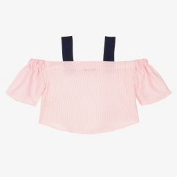 Piccola Speranza-Girls Pink Off-Shoulder Blouse | Childrensalon Outlet