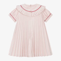 Piccola Speranza-Girls Pink Pleated Velvet Dress | Childrensalon Outlet
