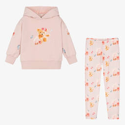 Piccola Speranza-Girls Pink Rose & Teddy Leggings Set | Childrensalon Outlet