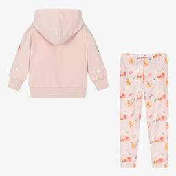 Piccola Speranza-Girls Pink Rose & Teddy Leggings Set | Childrensalon Outlet