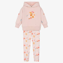 Piccola Speranza-Girls Pink Rose & Teddy Leggings Set | Childrensalon Outlet