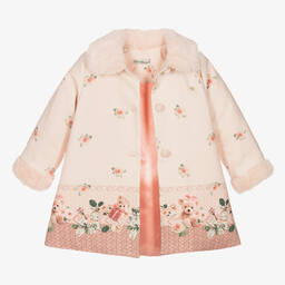 Piccola Speranza-Розовое пальто с розами и медвежатами | Childrensalon Outlet