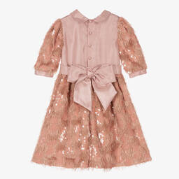 Piccola Speranza-Girls Pink Satin & Sequin Dress | Childrensalon Outlet