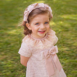 Piccola Speranza-Girls Pink Tweed Bow Dress | Childrensalon Outlet