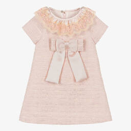 Piccola Speranza-Girls Pink Tweed Bow Dress | Childrensalon Outlet