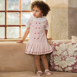 Piccola Speranza-Розовое бархатное плиссированное платье | Childrensalon Outlet