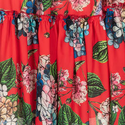 Piccola Speranza-Girls Red Floral Chiffon Dress | Childrensalon Outlet