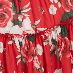 Piccola Speranza-Girls Red Floral Crêpe Dress | Childrensalon Outlet