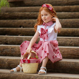 Piccola Speranza-Girls Red Gingham Dress | Childrensalon Outlet