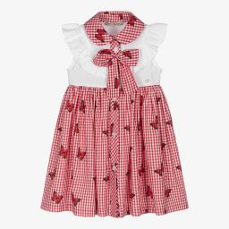 Piccola Speranza-Girls Red Gingham Dress | Childrensalon Outlet